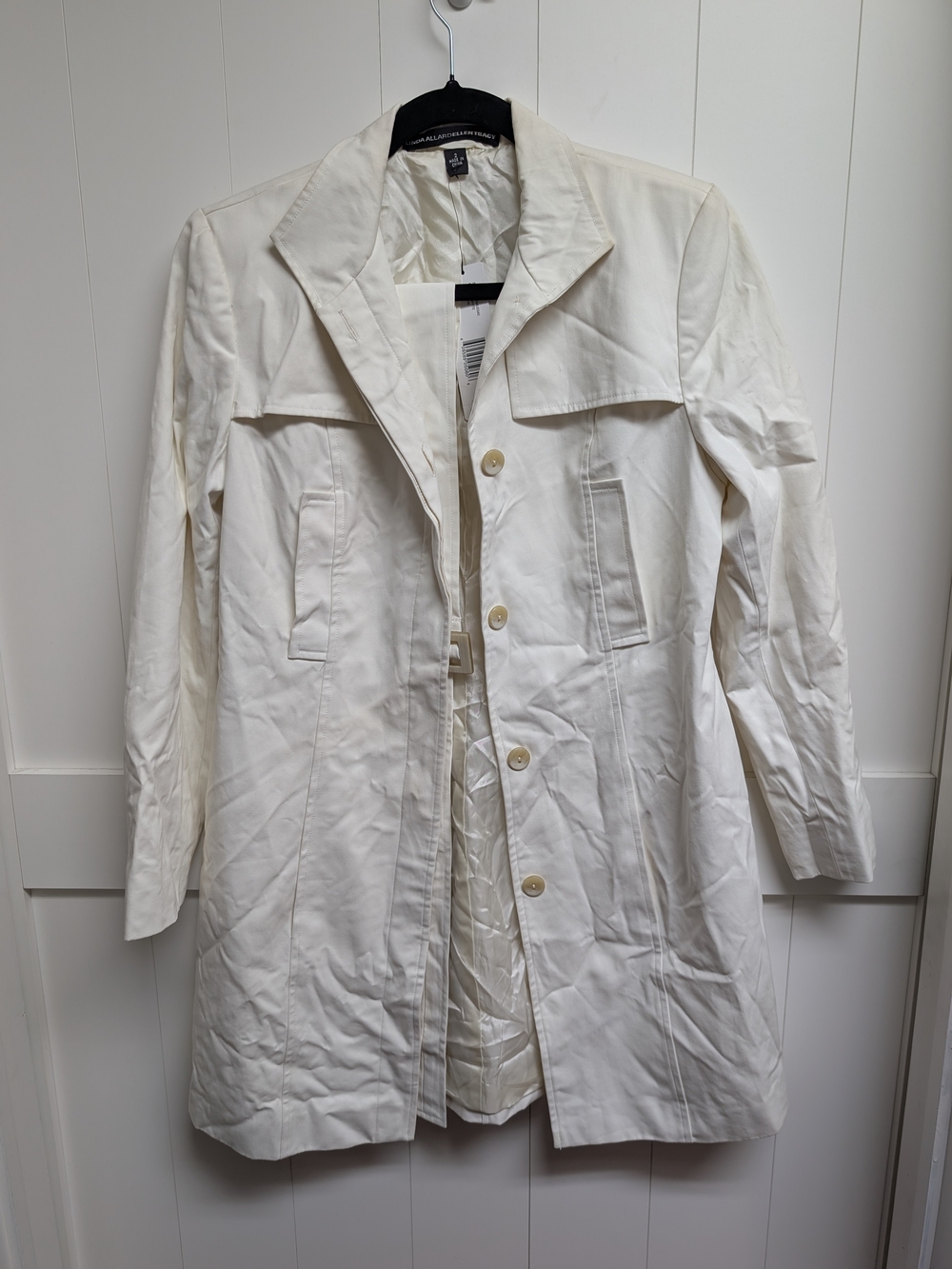 Linda Allard Ellen Tracy Off White Women’s Lightweight Trench Coat, sz 2